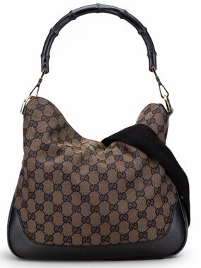 GUCCI Vintage DIANA BAMBOO SIGNATURE GG CANVAS AND LEATHER SHOULDER BAG TOM FORD
